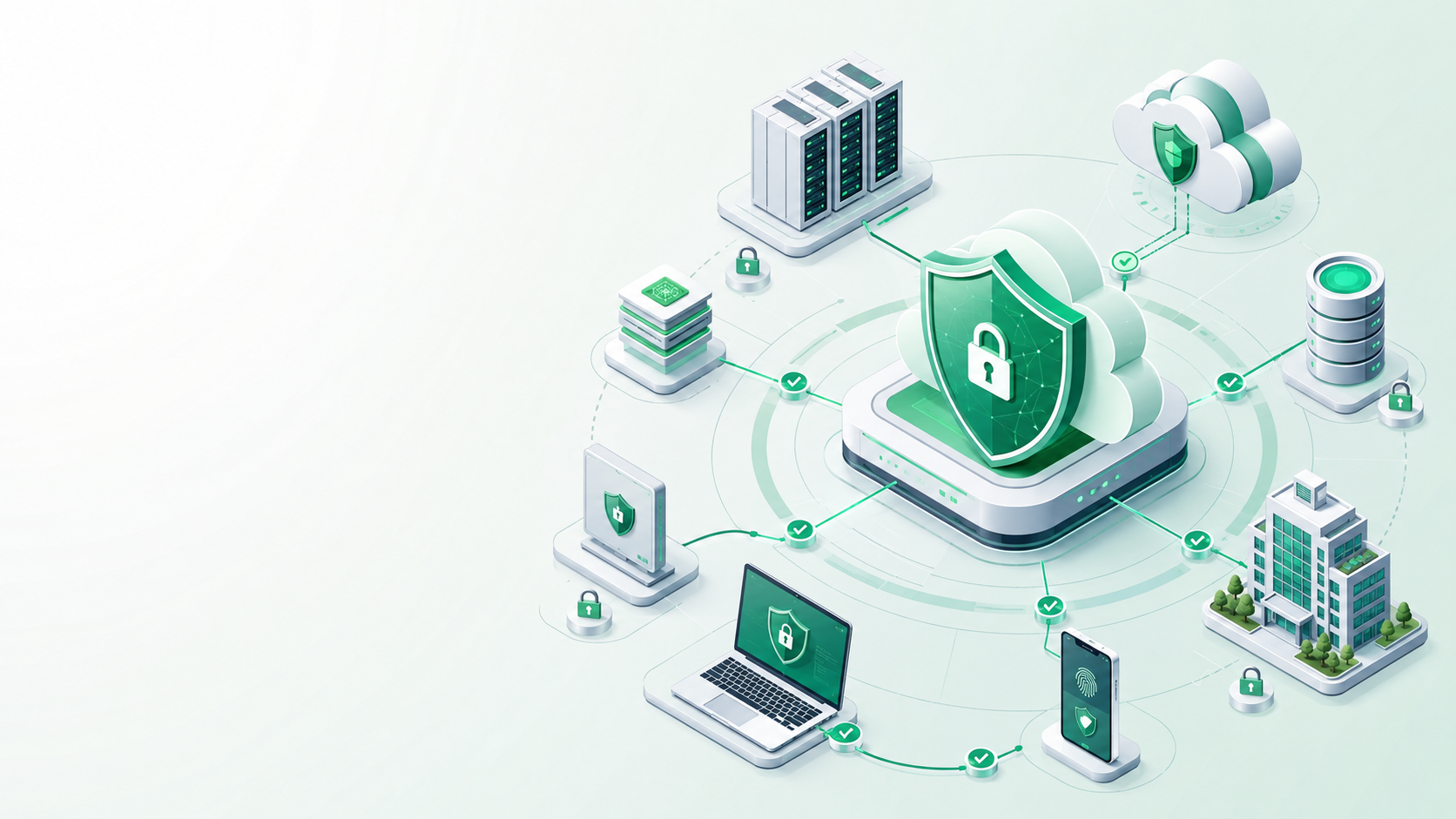 Secure hybrid cloud architecture connecting data centre, cloud and business locations